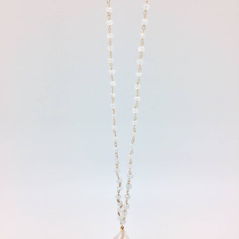 Diddi Long - White Moonstone/White Baroque Pearl