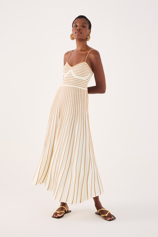 Knit Striped Dress - Natural/Beige