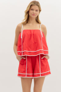 Red Romper W/ White Adjustable Straps (1)