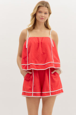 Red Romper W/ White Adjustable Straps (1)