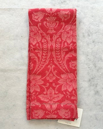 Donna Di Coppe 2C Red/Light Pink Hemstitch Guest Towel (Col. 10/2)