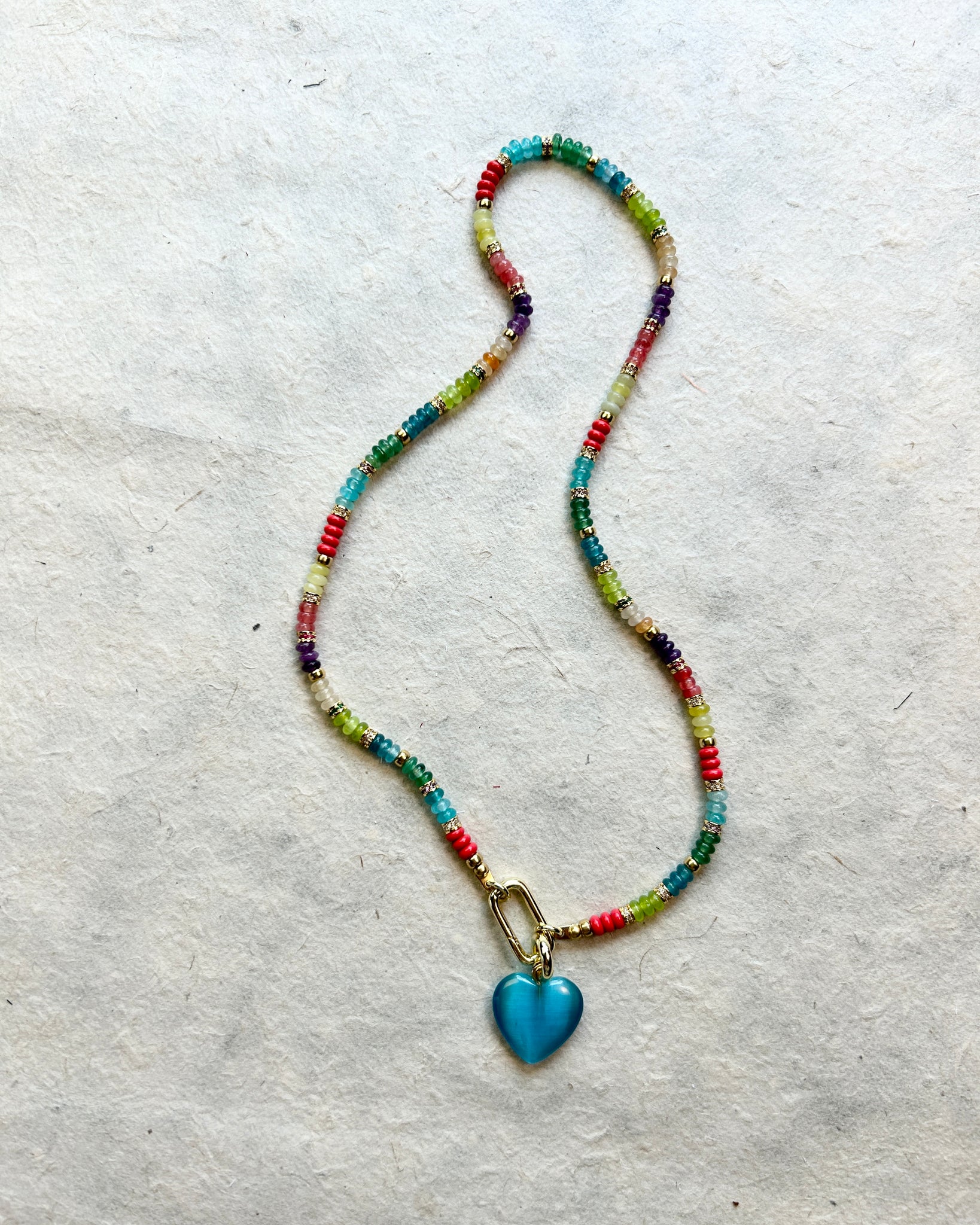 Solara Necklace with Aqua Crush Heart