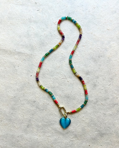 Solara Necklace with Aqua Crush Heart