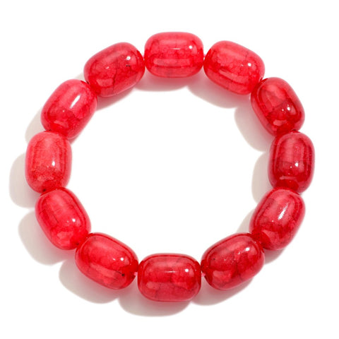 Red Chunky Stone Stretch Bracelet