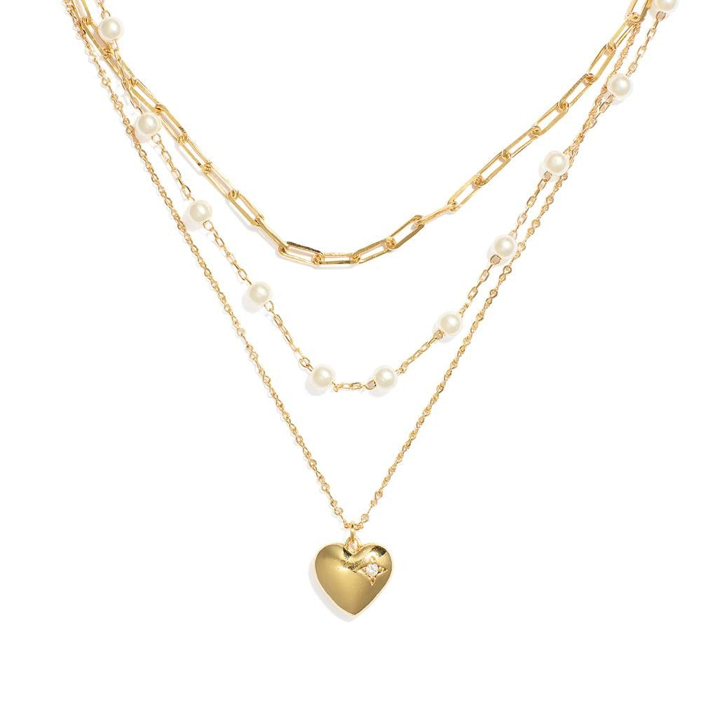 Pearl & Heart Layered Necklace
