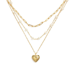 Pearl & Heart Layered Necklace