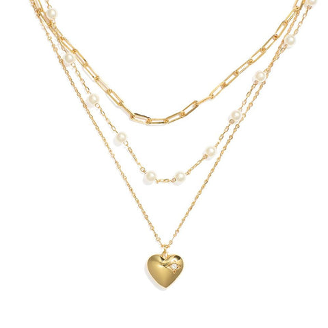 Pearl & Heart Layered Necklace