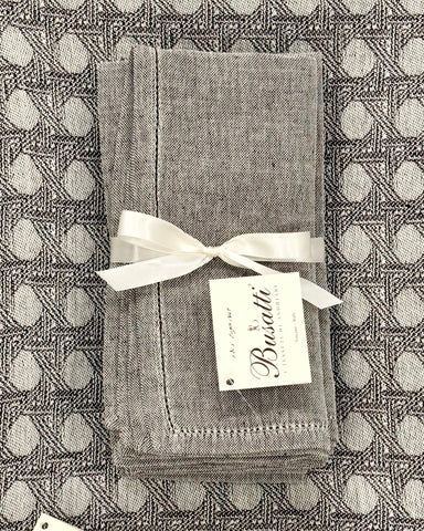 Set of 4 Zodiaco 320 Espresso Hemstitch Napkins (COL.125)