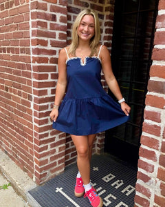 Navy Poplin Mini Dress