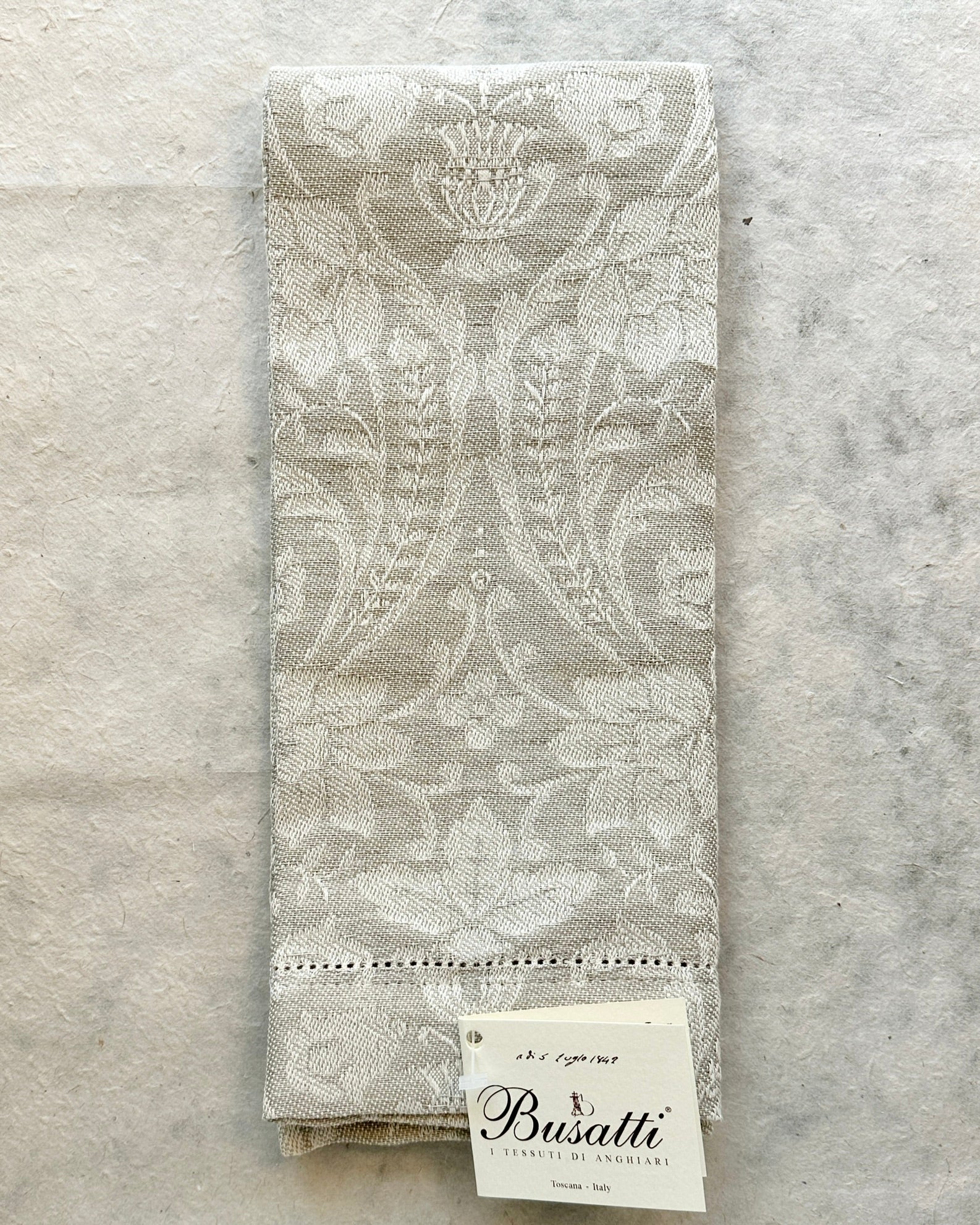 Donna Di Coppe Taupe Hemstitch Guest Towel (Col. 37)