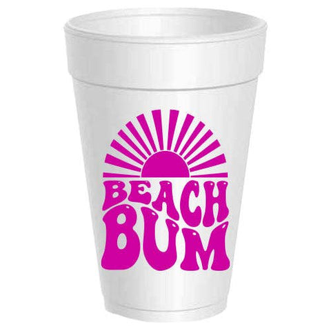 Beach Bum Foam Cups - Hot Pink