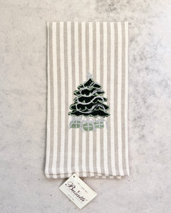 Tree and Presents on Taupe Pomelo Kitchen Towel (COL.37 EMBR.ABTPC09)