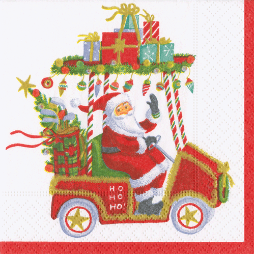 Caspari Santa's Golf Cart Paper Tableware