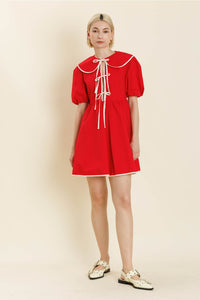 Red Round Collar Mini Dress
