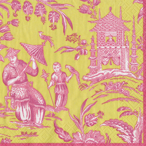 Silk Road Toile Chartreuse Paper Tableware