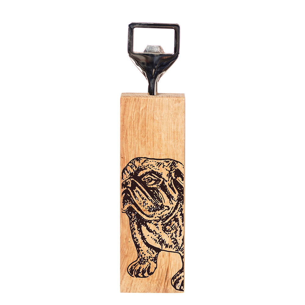 Oak Bottle Opener - Bulldog