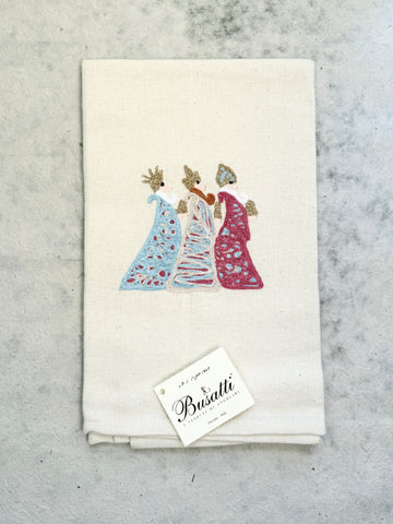 Wise Men on Ivory Due Olive Kitchen Towel (COL.20 EMBR.RE MAGI GUADO2019)