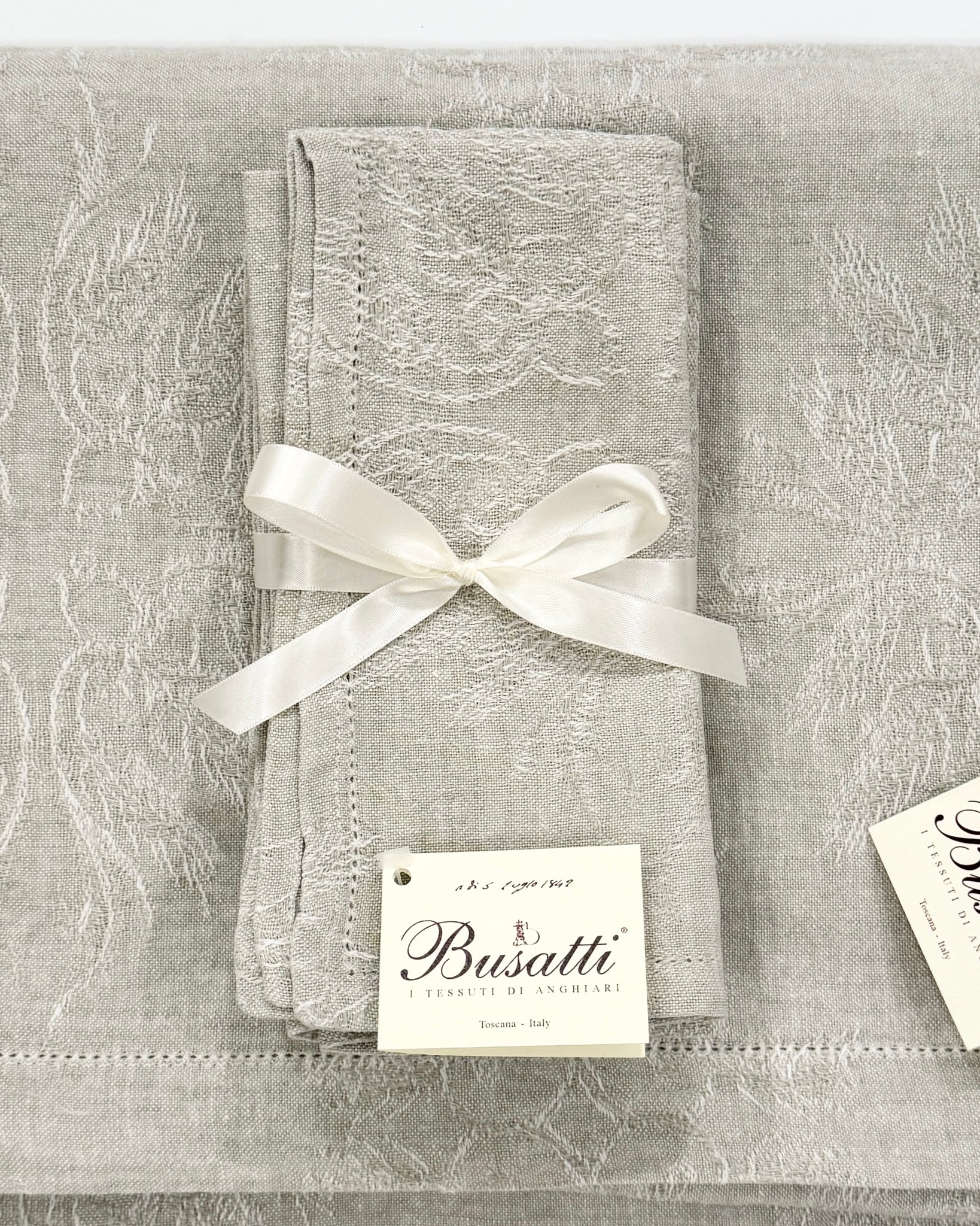 Set of 4 Spiga Messe Taupe Hemstitch Napkins (20X20" COL.37 HEMSTITCH)