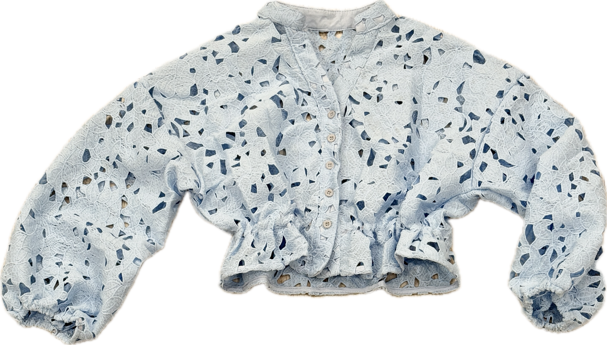 Light Blue Floral Lace Top
