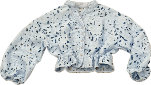 Light Blue Floral Lace Top