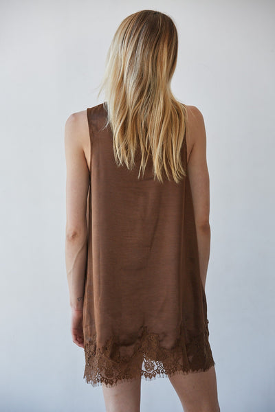Maisy Lace Brown Mini Dress