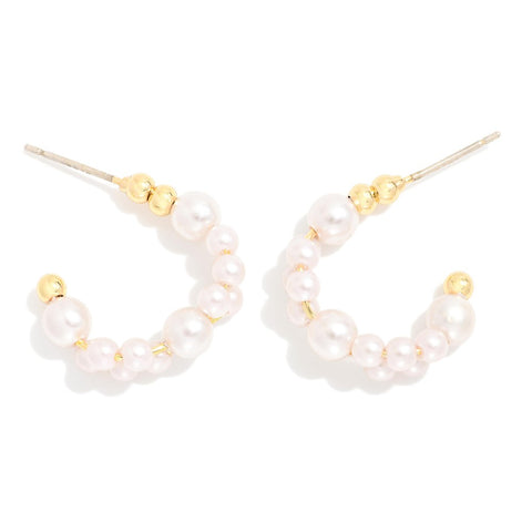 Pearl Beaded Hoop Earrings