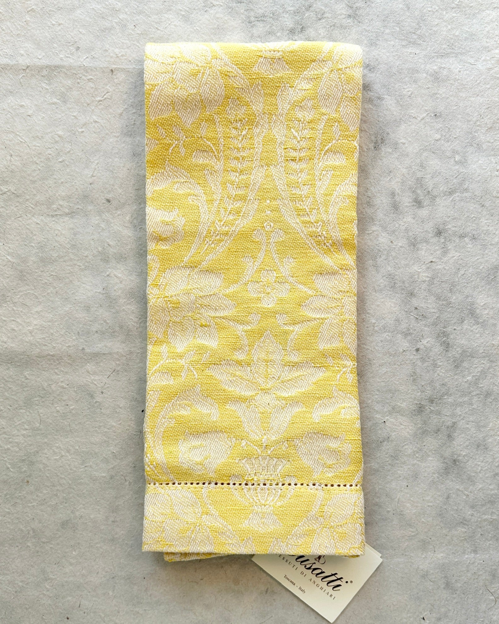Donna Di Coppe Bright Yellow Hemstitch Guest Towel (Col. 4)