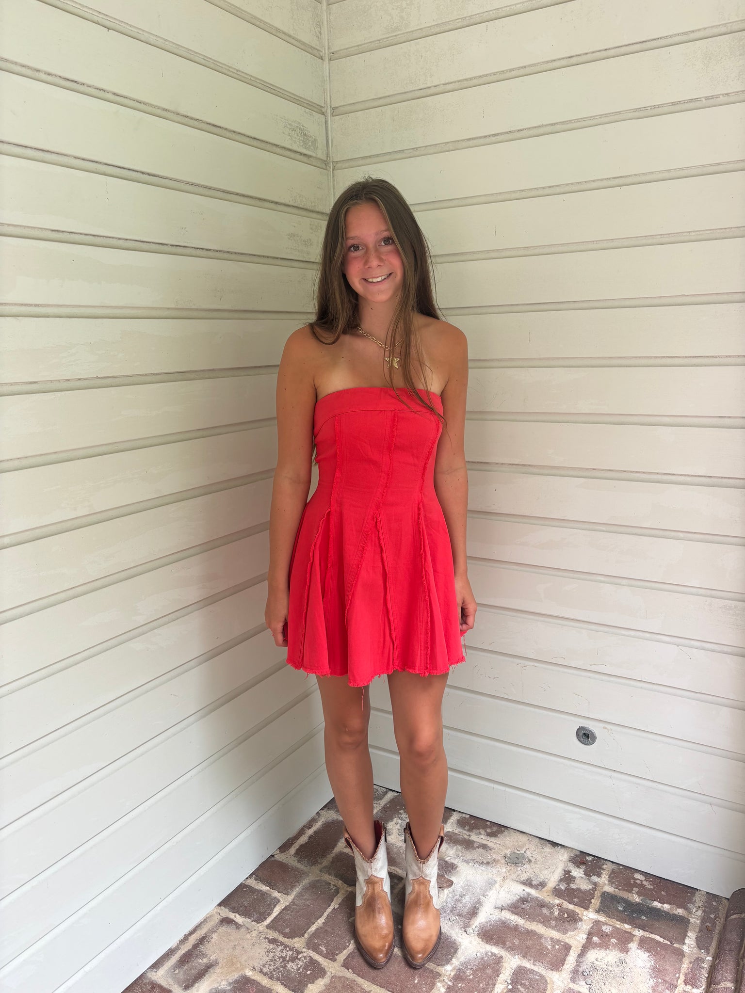 Red Strapless Mini Dress
