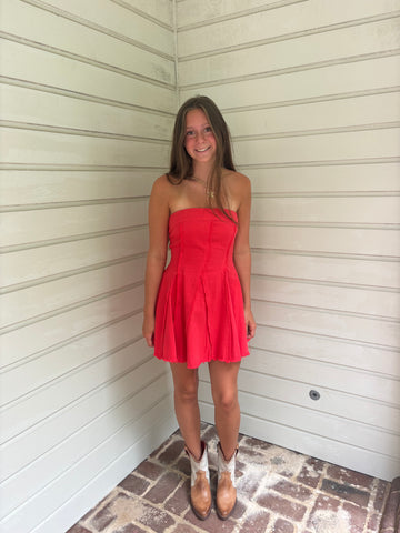 Red Strapless Mini Dress