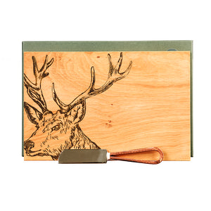 Oak Cheese Board & Knife Set - Stag