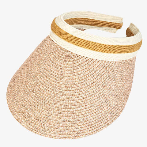 Fashion Straw Visor Hat - Tan