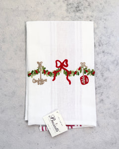 Garland on Red Due Fragole Kitchen Towel (COL.2 EMBR.FESTO14)