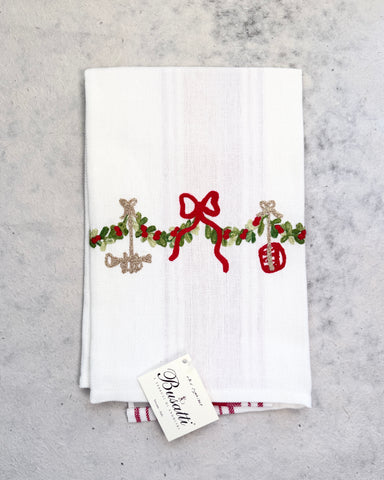 Garland on Red Due Fragole Kitchen Towel (COL.2 EMBR.FESTO14)