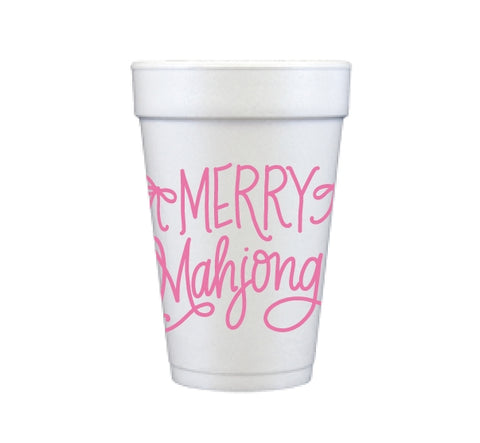 Merry Mahjong Foam Cups (Pink)