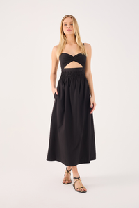 Cropped Cotton Lastex Dress Black