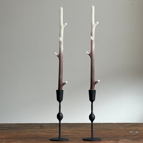 Ombre Honeysuckle Brown Maple Stick Candles - Pair