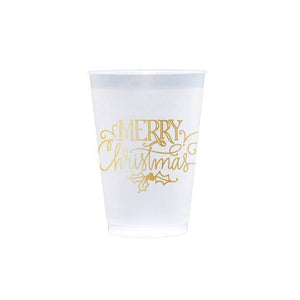 Merry Christmas Holly Frost Cups 12oz