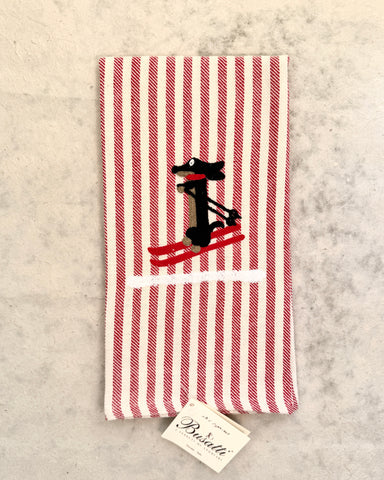 Dachshund Ski on Red Pomelo Kitchen Towel (COL.2 EMBR.CANSKY24)