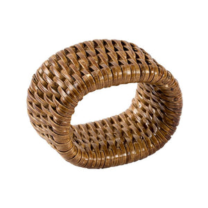 Set of 4 Rattan Napkins Ring by Caspari