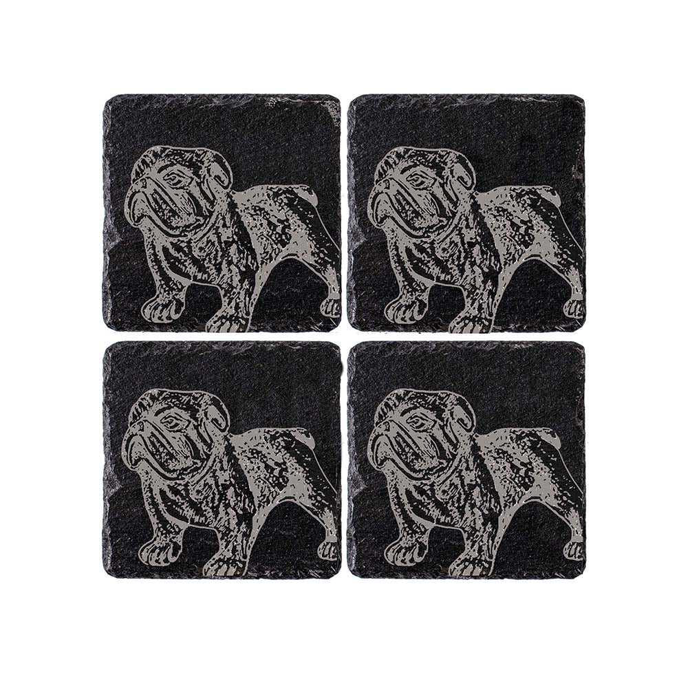 4 Slate Coasters - Bulldog