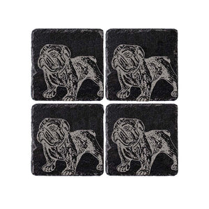 4 Slate Coasters - Bulldog