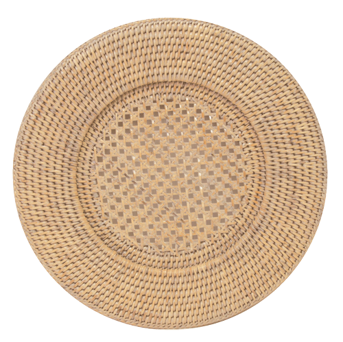 Rattan Round Whitewash Charger Plate