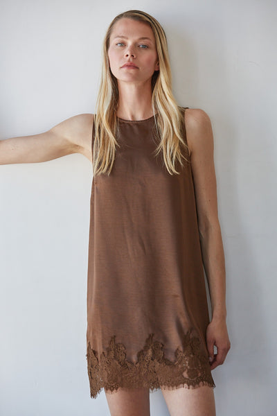 Maisy Lace Brown Mini Dress