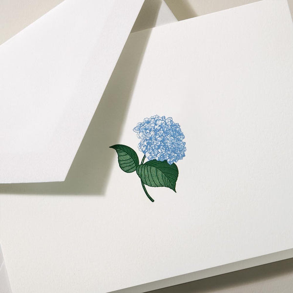Crane Hand Engraved Blue Hydrangea Note - 25 ct