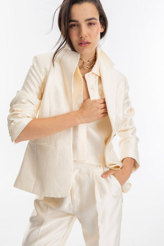 Oslo Taffeta Blazer in Off-White