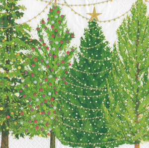 Caspari Christmas Trees Cocktail Napkins