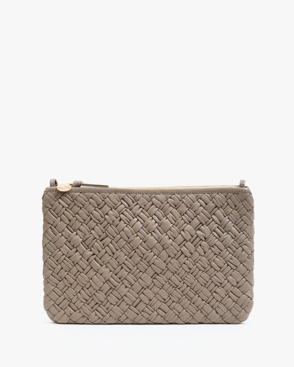 Flat Clutch - Dove Puffy Woven