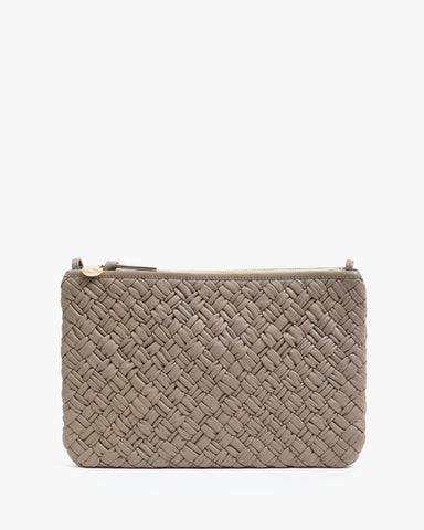 Flat Clutch - Dove Puffy Woven