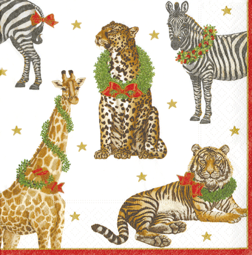 Wild Christmas Ivory Cocktail Napkins