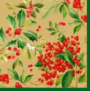 Caspari Holly Chintz Paper Cocktail Napkins - Thumbnail 2